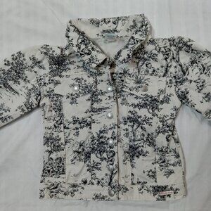 Toile de Jouy Old Navy White Black Jean Jacket Size 4T Toddler Cotton Girl Child